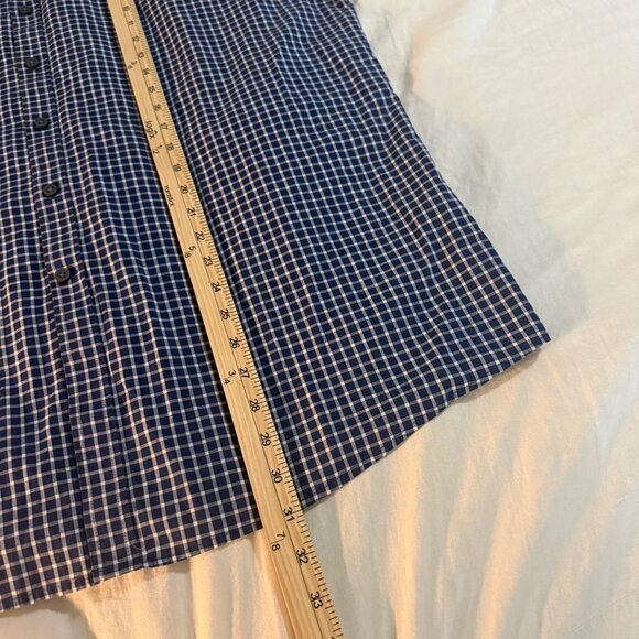 Jos A Bank Traveler Tech Tailored Fit Blue White Plaid Button Up Shirt Mens XL - Picture 6 of 6